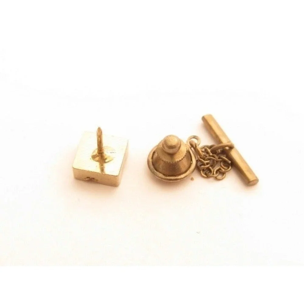 Vintage‎ Square Design Gold Tie Tac Pin